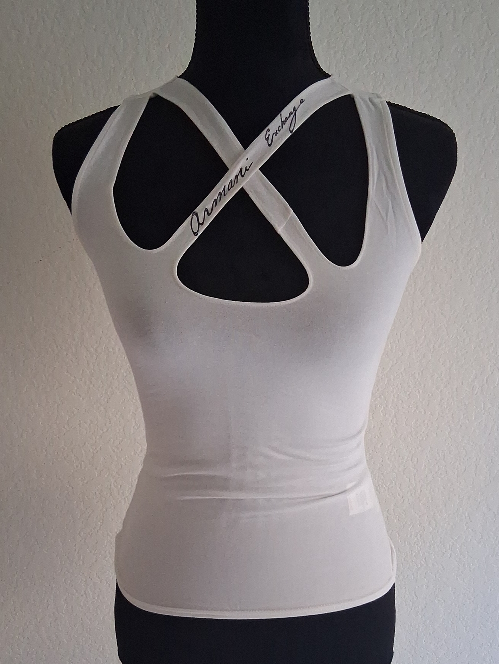 Armani Exchange White Crisscross Logo Strap Tank